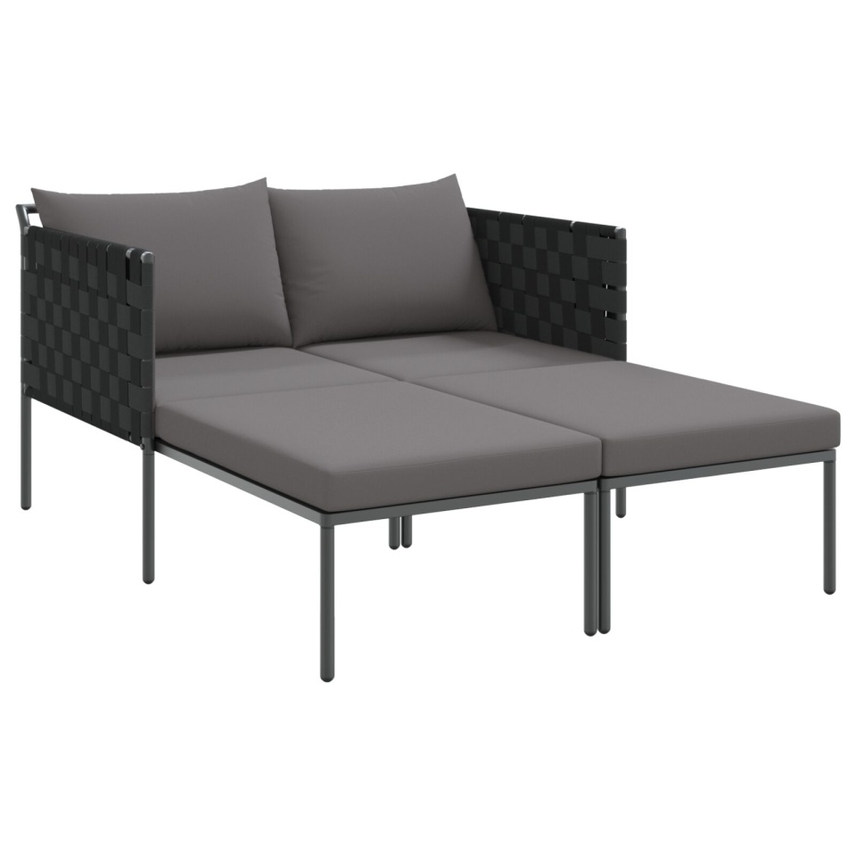 Șezlong cu perne pentru 2 persoane antracit 115x153x69,5 cm oțel - 1 | YEO