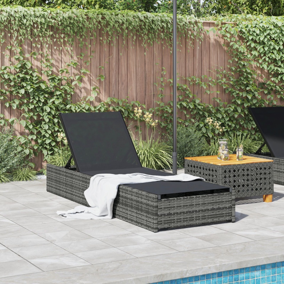 Șezlong Gri 60x200x27 cm Poliratan - 2 | YEO