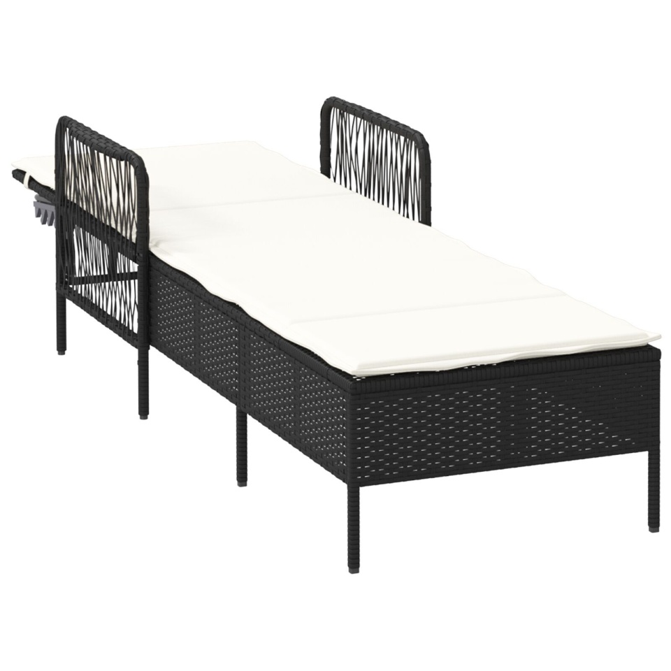 Șezlong Negru și crem PE Rattan 157 x 55 x 92 cm - 3 | YEO