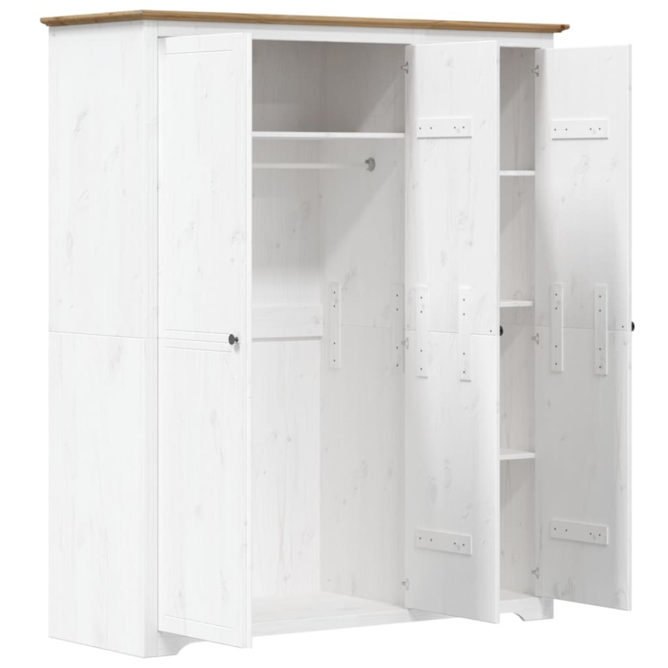 Șifonier BODO, alb & maro, 146x53,5x173 cm, lemn masiv de pin - 3 | YEO