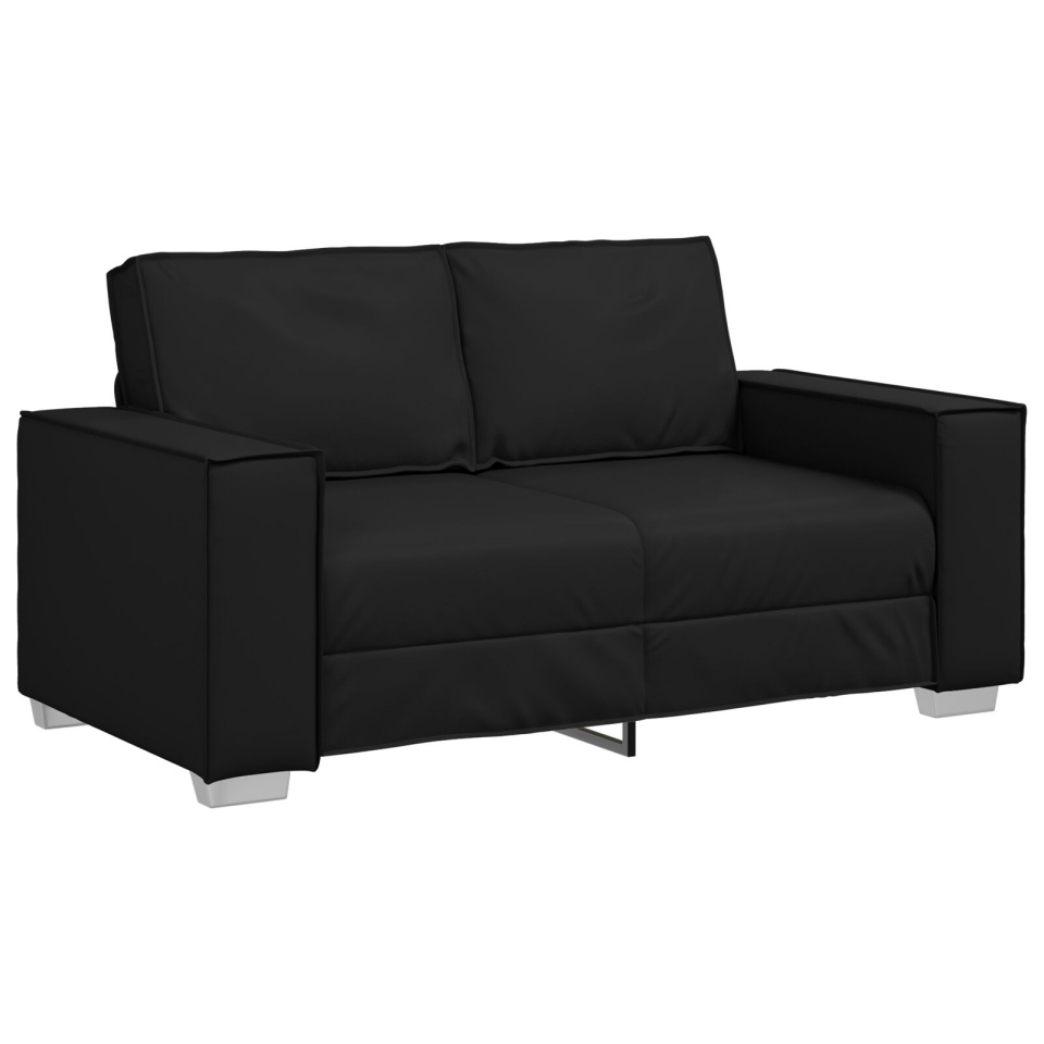 Sofa Loveseat Neagră 120 cm din Piele Ecologică - 1 | YEO