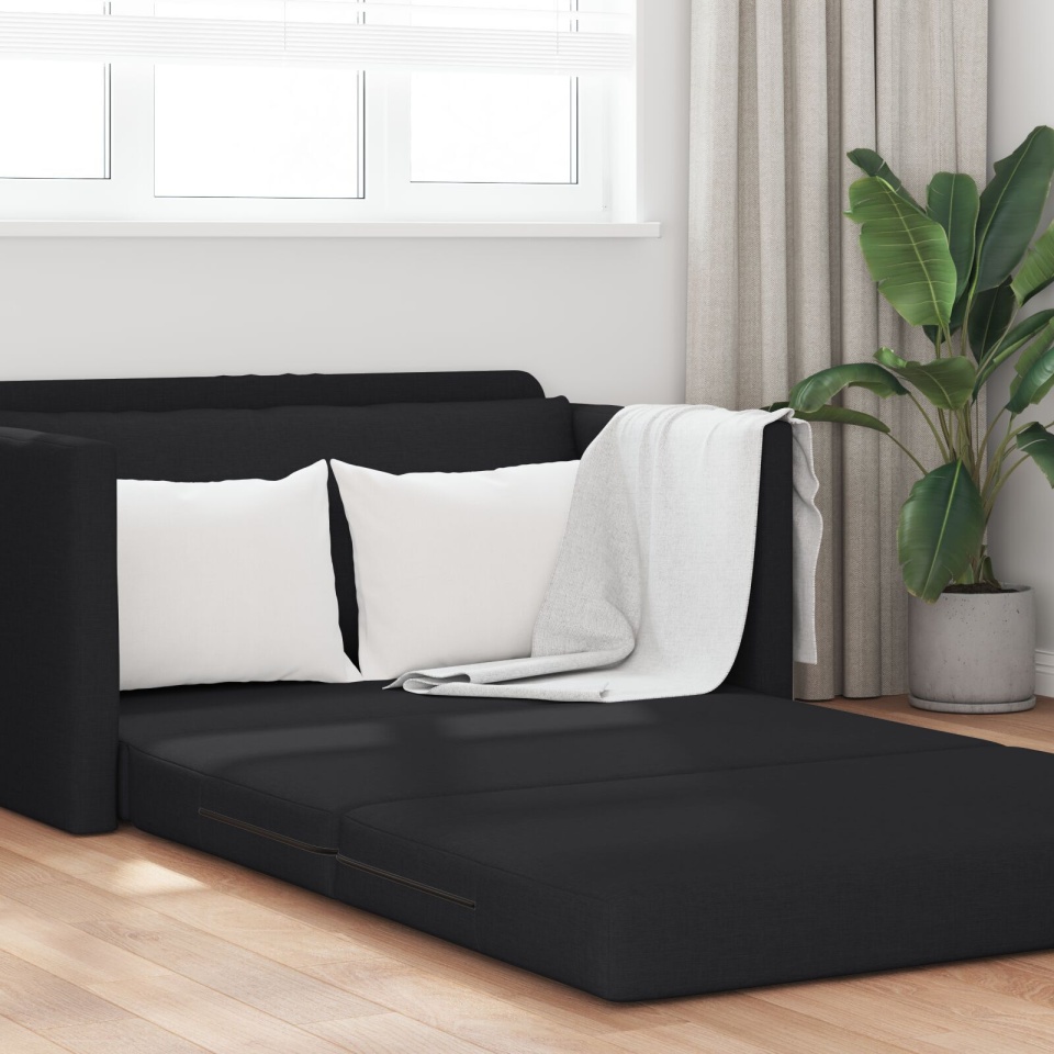 Sofa Pat la Pardoseală 2 în 1 Negru 124x71x78 cm țesătură - 3 | YEO