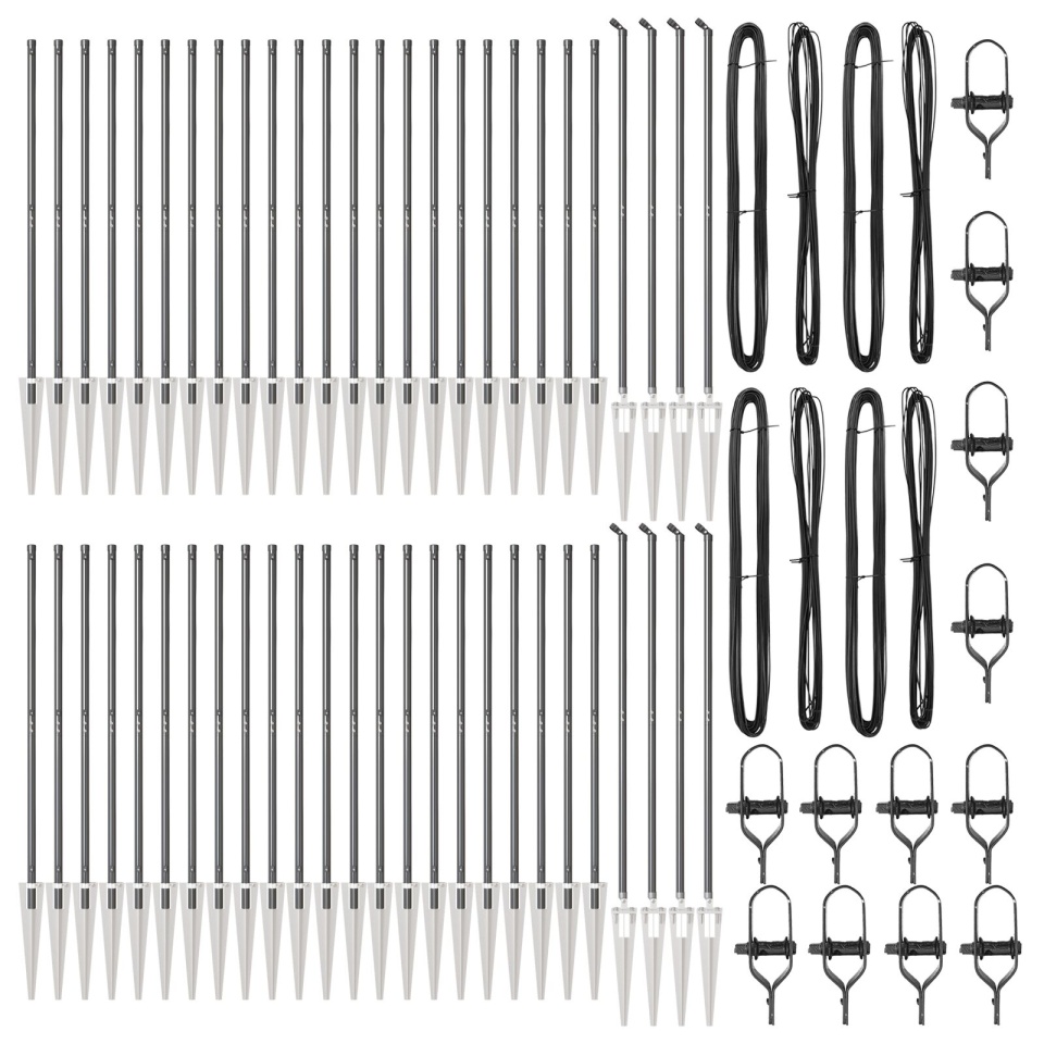 Stâlpi de gard cu vârf 52 pcs Ø32 mm 140 cm Oțel galvanizat - 1 | YEO