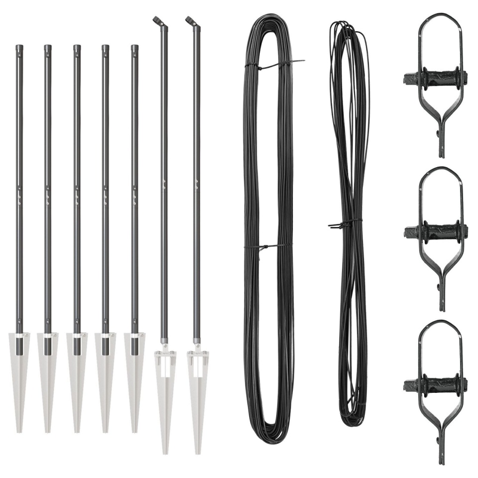 Stâlpi de gard cu vârf 7 buc Ø32 mm 170 cm Oțel galvanizat - 1 | YEO