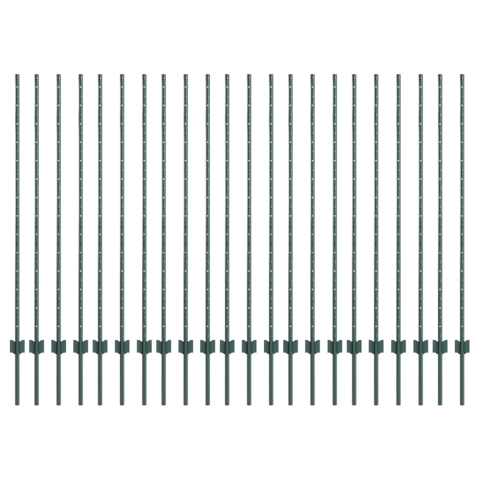 Stâlpi pentru Gard 22 pcs U-Channel Verde 180 cm Oțel - 1 | YEO