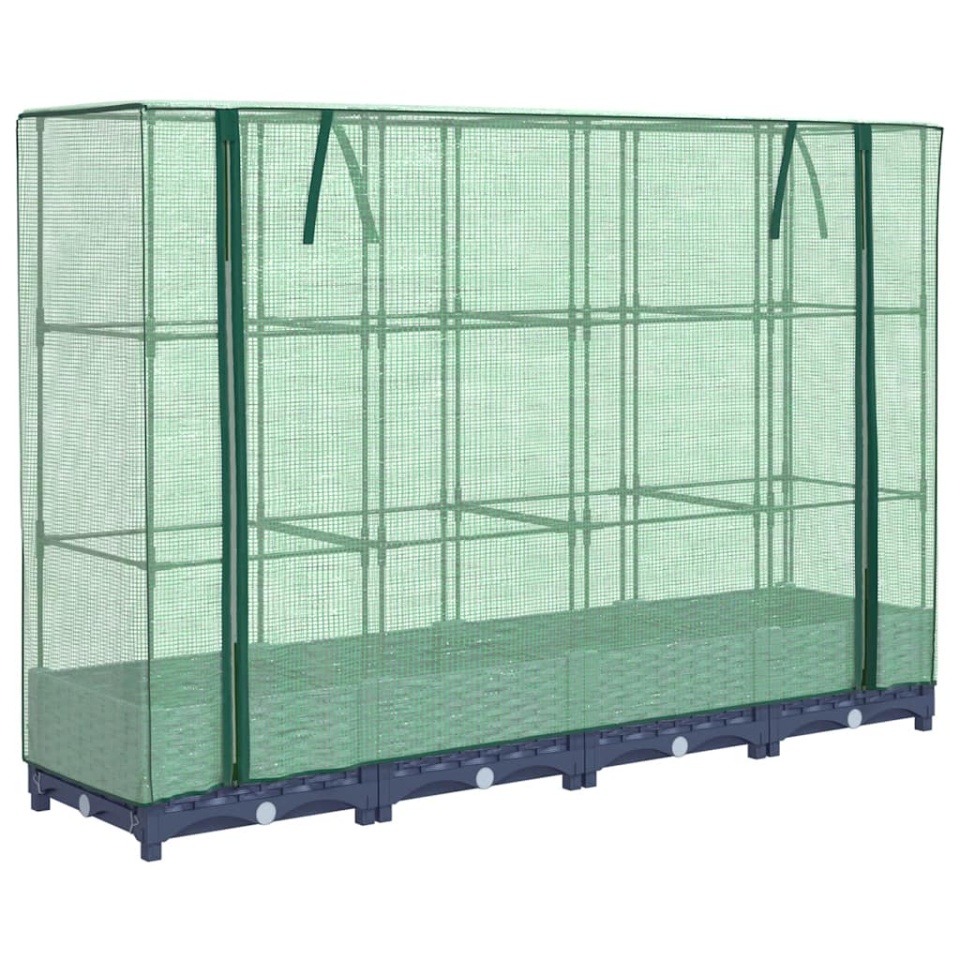 Strat înălțat cu husă de seră, aspect ratan, 160x40x123 cm - 1 | YEO