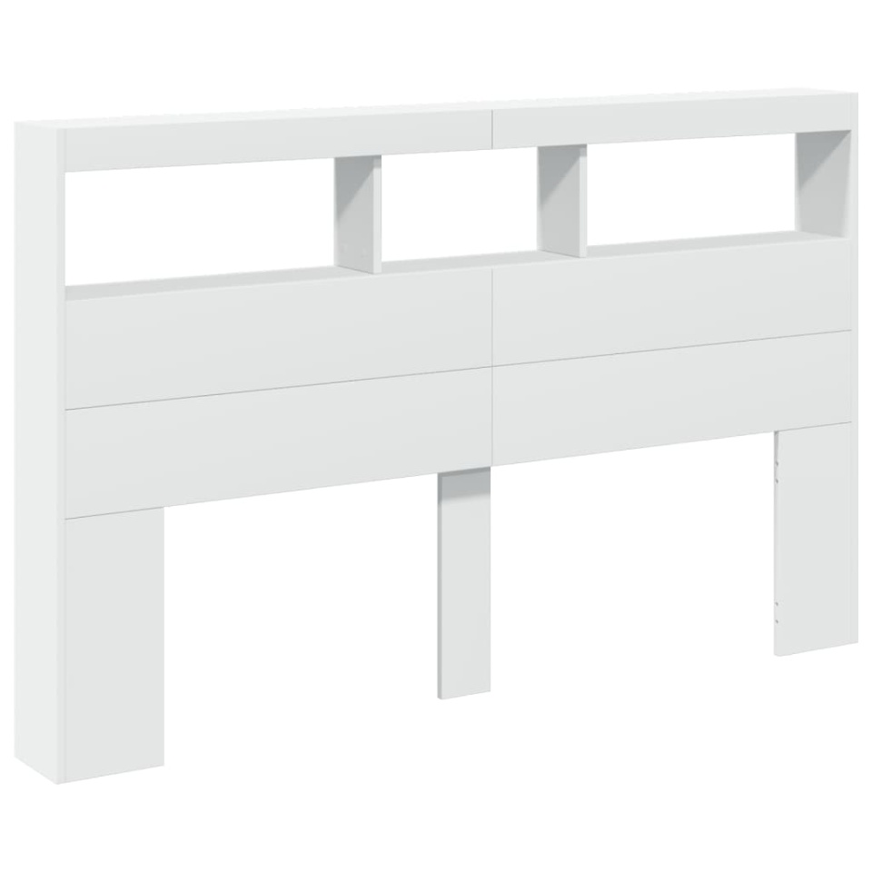 Tăblie cu dulap și LED, alb, 160x17x102 cm - 2 | YEO