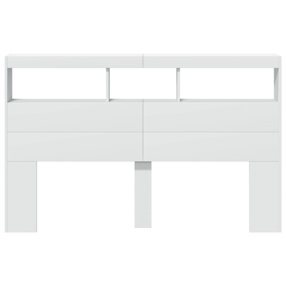 Tăblie cu dulap și LED, alb, 160x17x102 cm - 4 | YEO