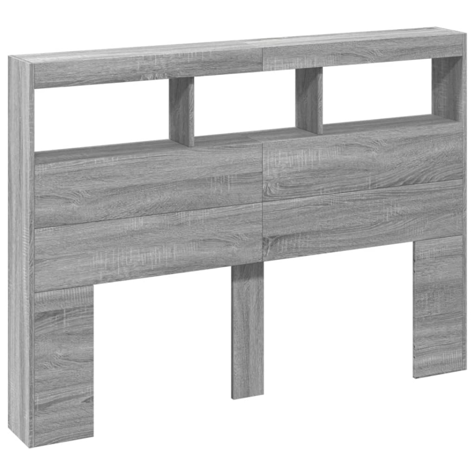 Tăblie de pat cu dulap și LED, gri sonoma, 140x17x102 cm - 2 | YEO
