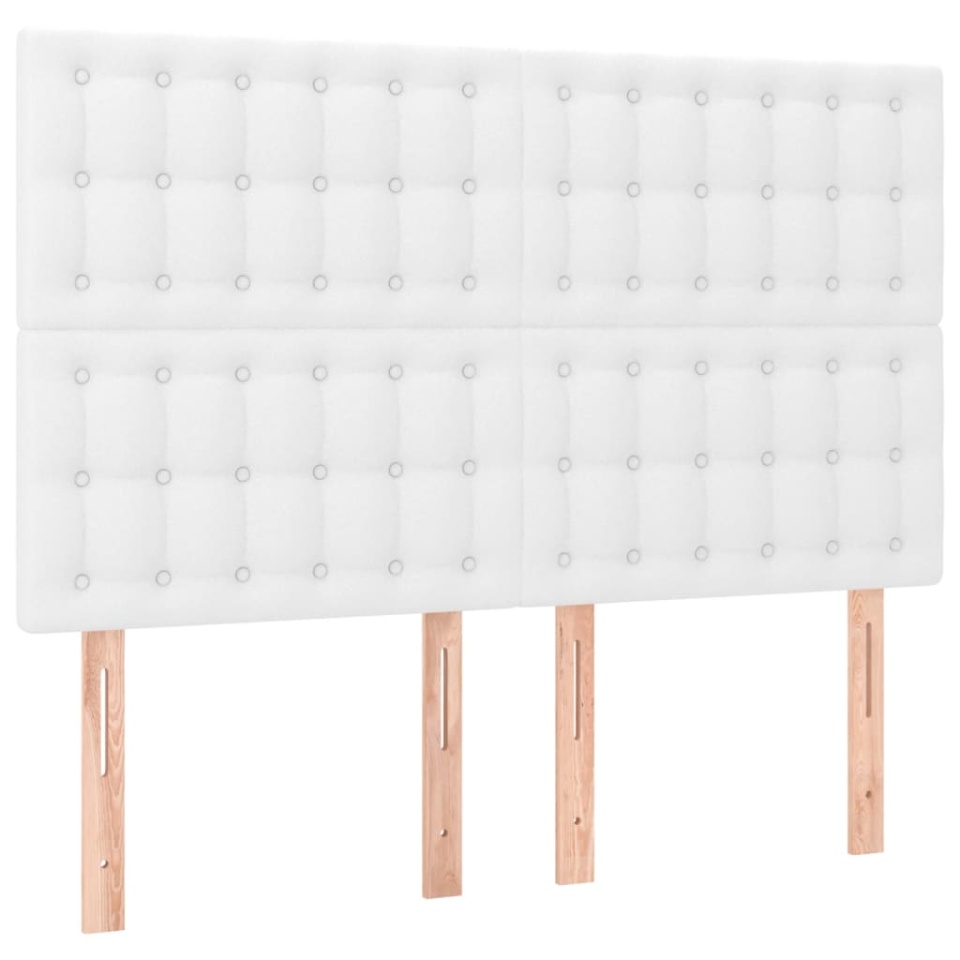 Tăblie de pat cu LED, alb, 144x5x118/128 cm, piele ecologică - 3 | YEO