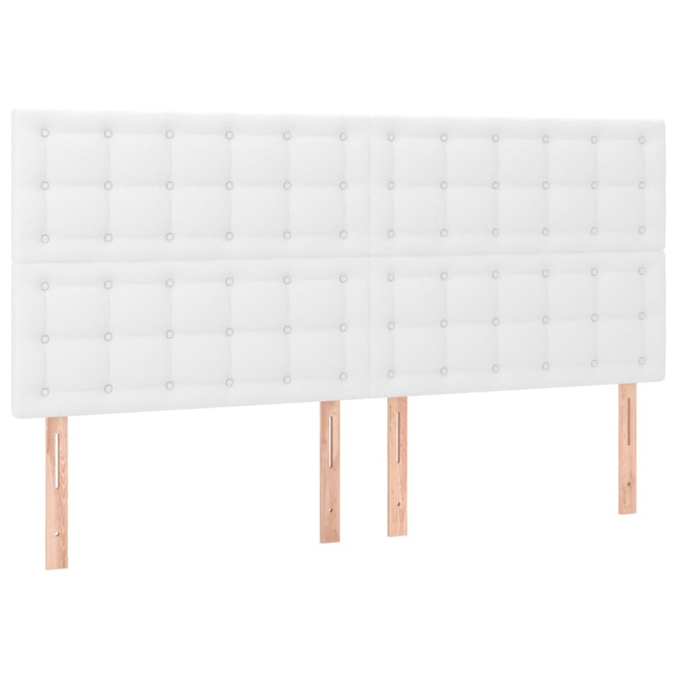 Tăblie de pat cu LED, alb, 200x5x118/128 cm, piele ecologică - 3 | YEO