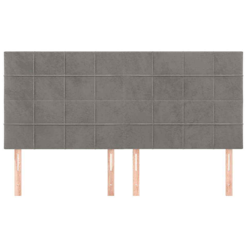 Tăblii de pat, 4 buc, gri deschis, 90x5x78/88 cm, catifea - 2 | YEO