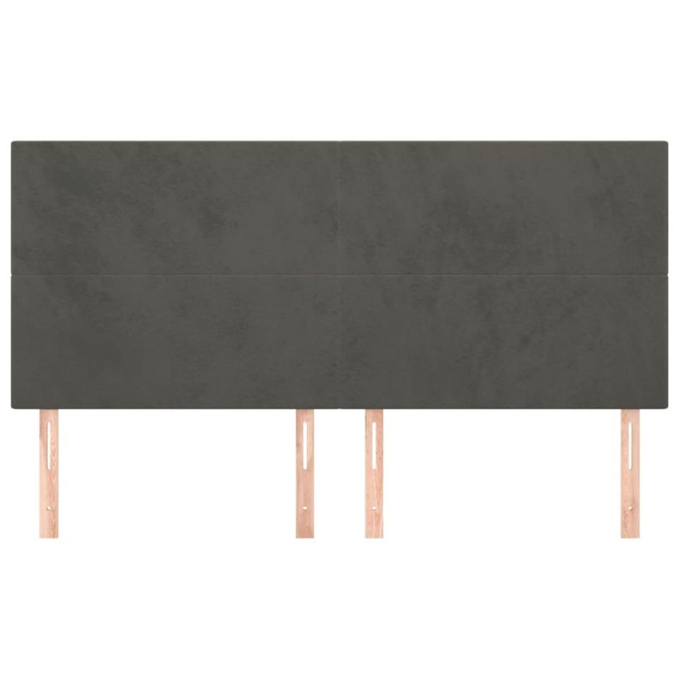 Tăblii de pat, 4 buc, gri închis, 90x5x78/88 cm, catifea - 2 | YEO