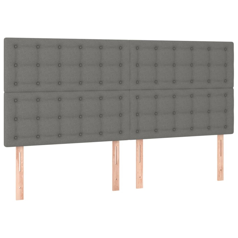 Tăblii de pat, 4 buc, gri închis, 90x5x78/88 cm, textil - 1 | YEO