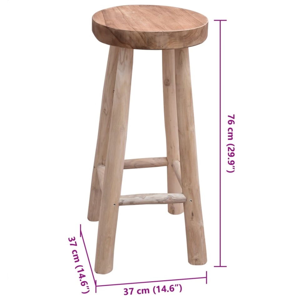 Taburet de bar, lemn masiv de tec - 3 | YEO