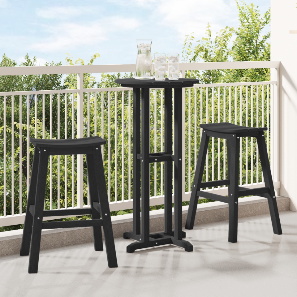 Taburete Bar 2 pcs Negru HDPE