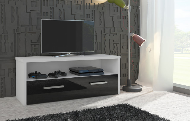 Tirana (Comoda Tv) White/Black High Gloss