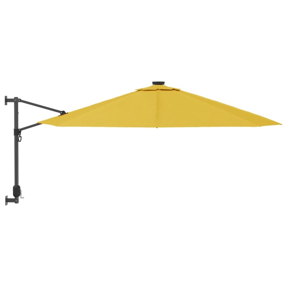 Umbrelă de soare montată pe perete, cu LED-uri, galben, 290 cm - 3 | YEO