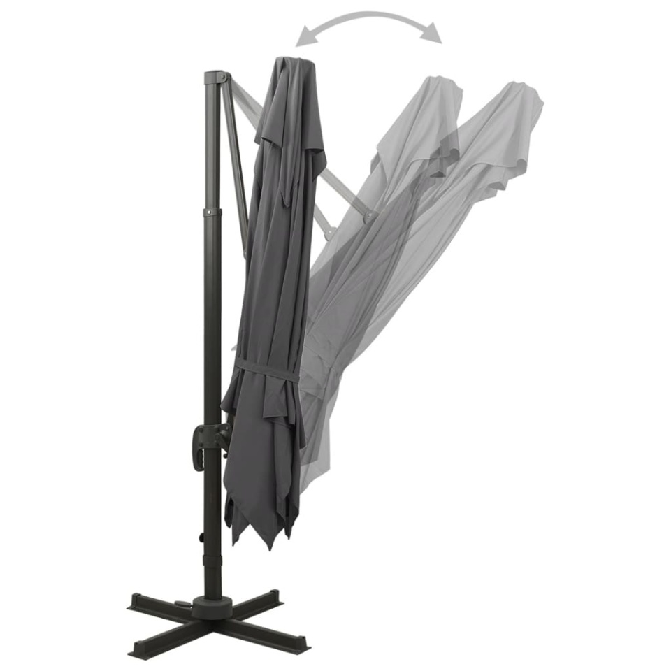 Umbrelă în consolă cu înveliș dublu, antracit, 300x300 cm - 3 | YEO