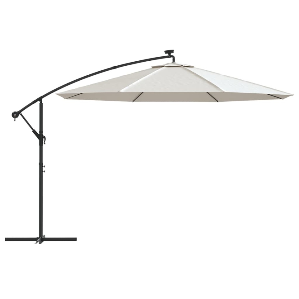 Umbrelă în consolă cu LED-uri și stâlp metalic, nisipiu, 350 cm - 3 | YEO