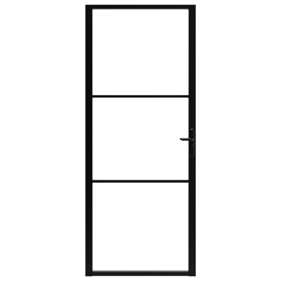 Ușă de interior, negru, 93x201,5 cm, sticlă ESG și aluminiu - 2 | YEO