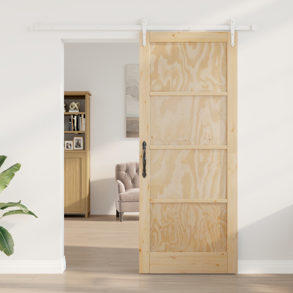 Ușă glisantă cu set de hardware 86x211 cm din lemn masiv de pin, Ușă interioară \'ORKDAL\'86x211x4 cm din lemn masiv de pin - 2 | YEO