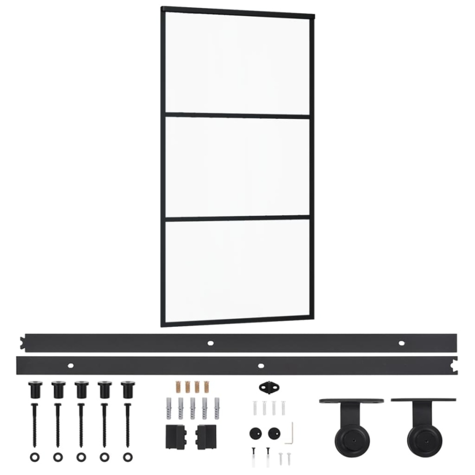 Ușă glisantă cu set feronerie, 102x205 cm, sticlă ESG/aluminiu - 1 | YEO