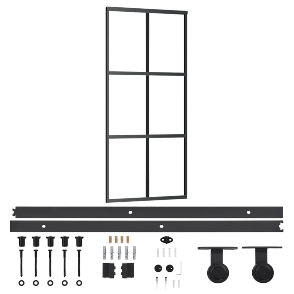 Ușă glisantă cu set feronerie, 90x205 cm, sticlă ESG/aluminiu - 1 | YEO
