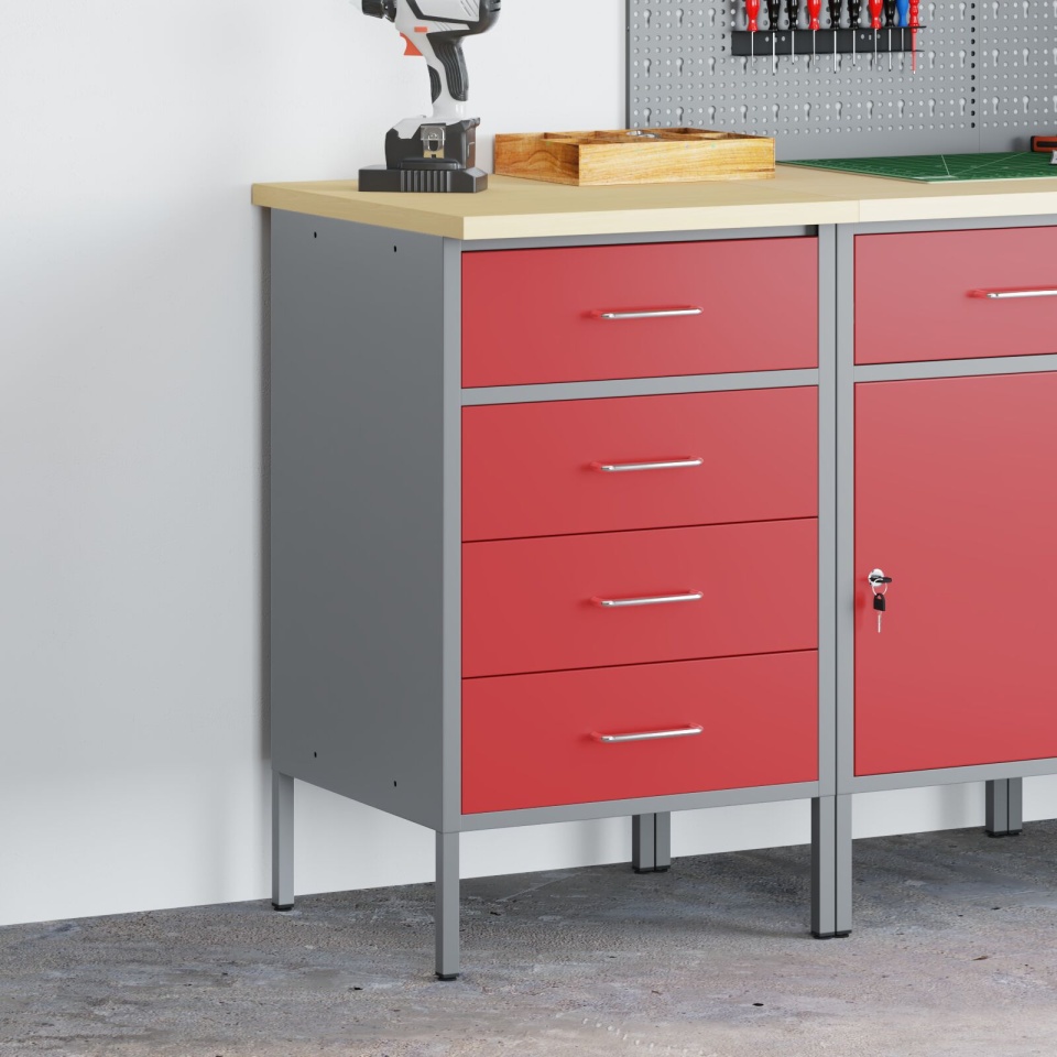 văduXl Cabinet de Lucru Roșu 50x55x85 cm Oțel - 2 | YEO