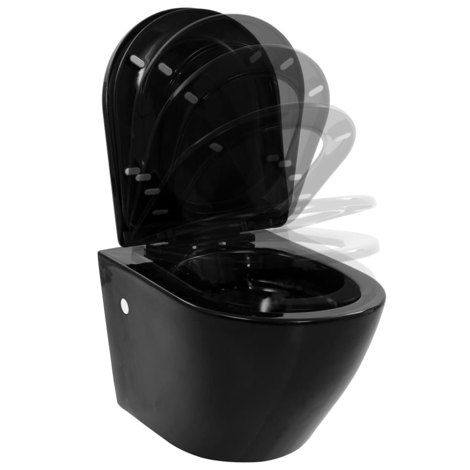 Vas WC suspendat fără ramă, negru, ceramică - 2 | YEO