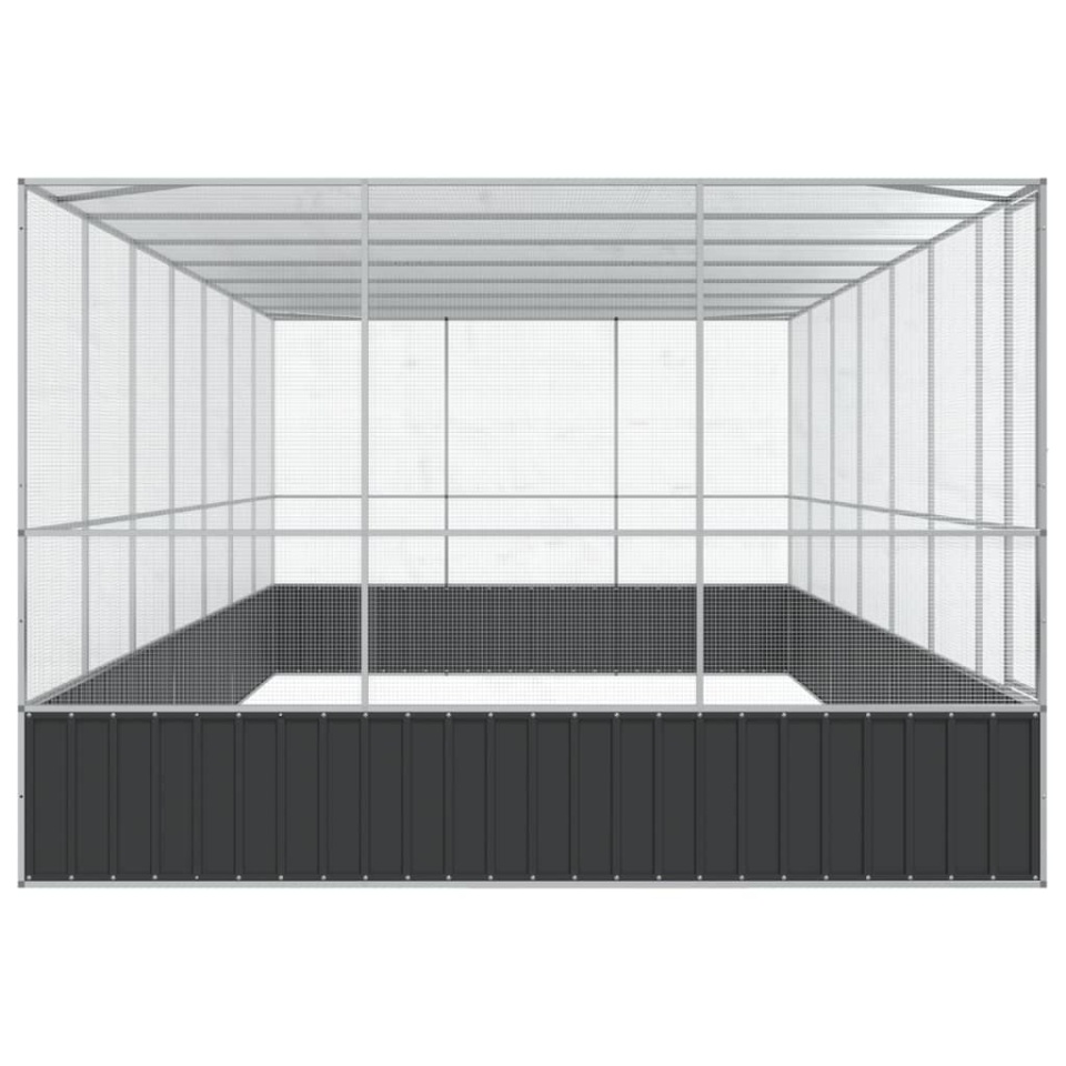 Voliera de păsări cu extensie, argintiu, 725x307x212 cm, oțel - 3 | YEO