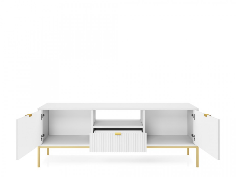 Aura AU01 TV stand 154cm 2D1S alb/auriu/auriu - 3 | YEO