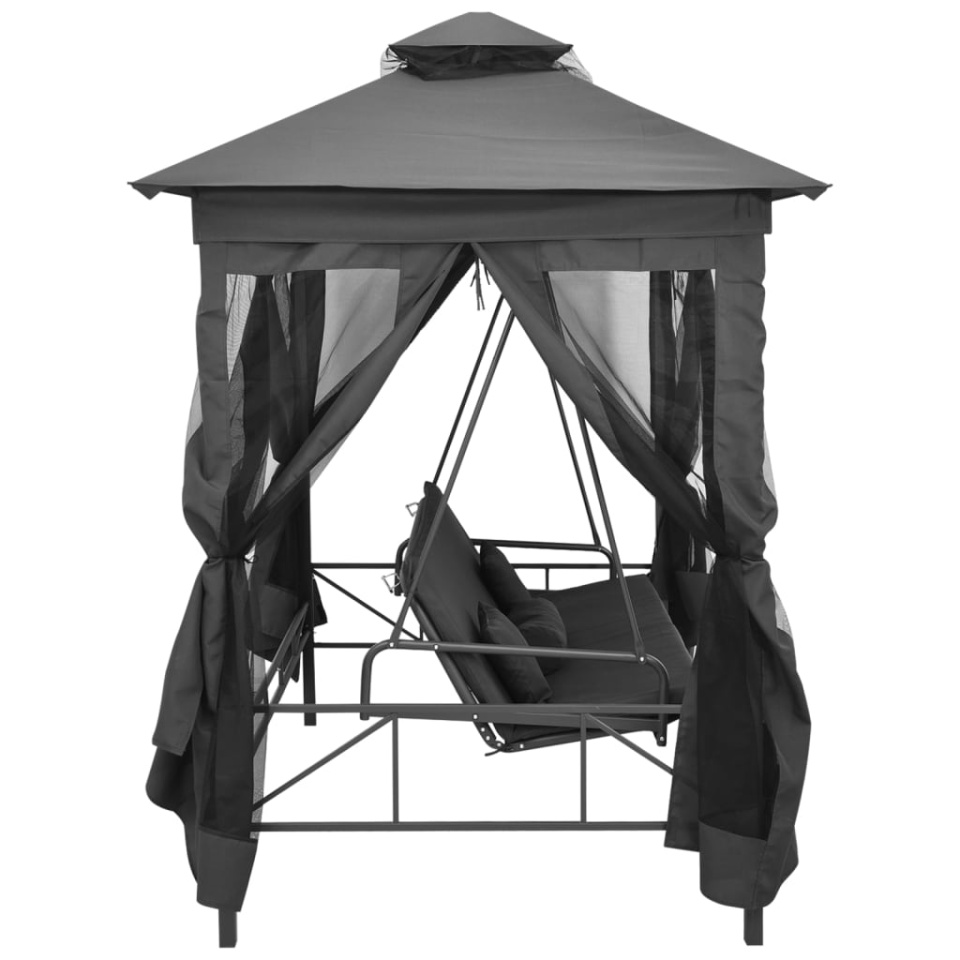 Balansoar extensibil cu copertină antracit 220x160x240 cm oțel - 2 | YEO