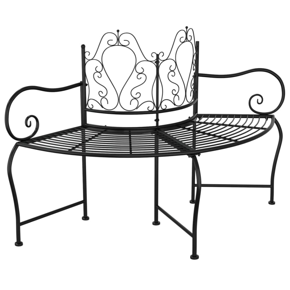 Bancă circulară de copac, negru, 150 cm, oțel - 1 | YEO