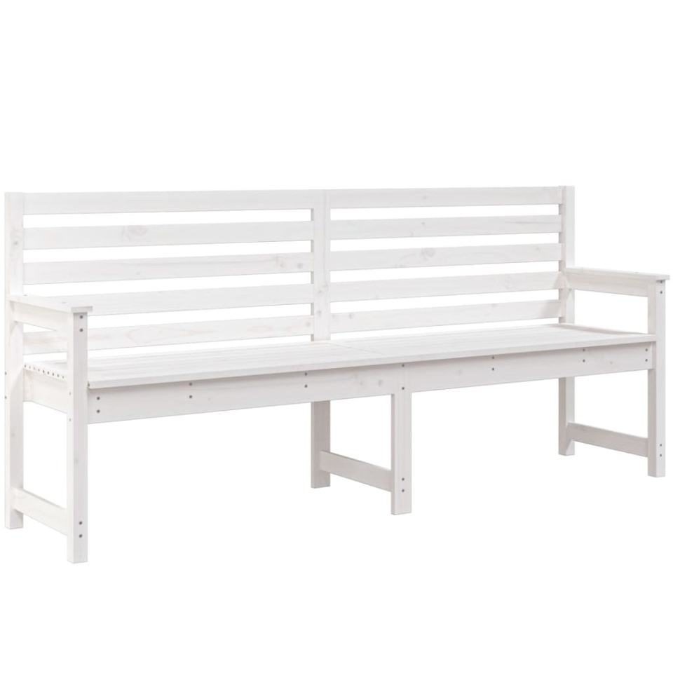 Bancă de grădină, alb, 203,5x48x91,5 cm, lemn masiv de pin - 1 | YEO