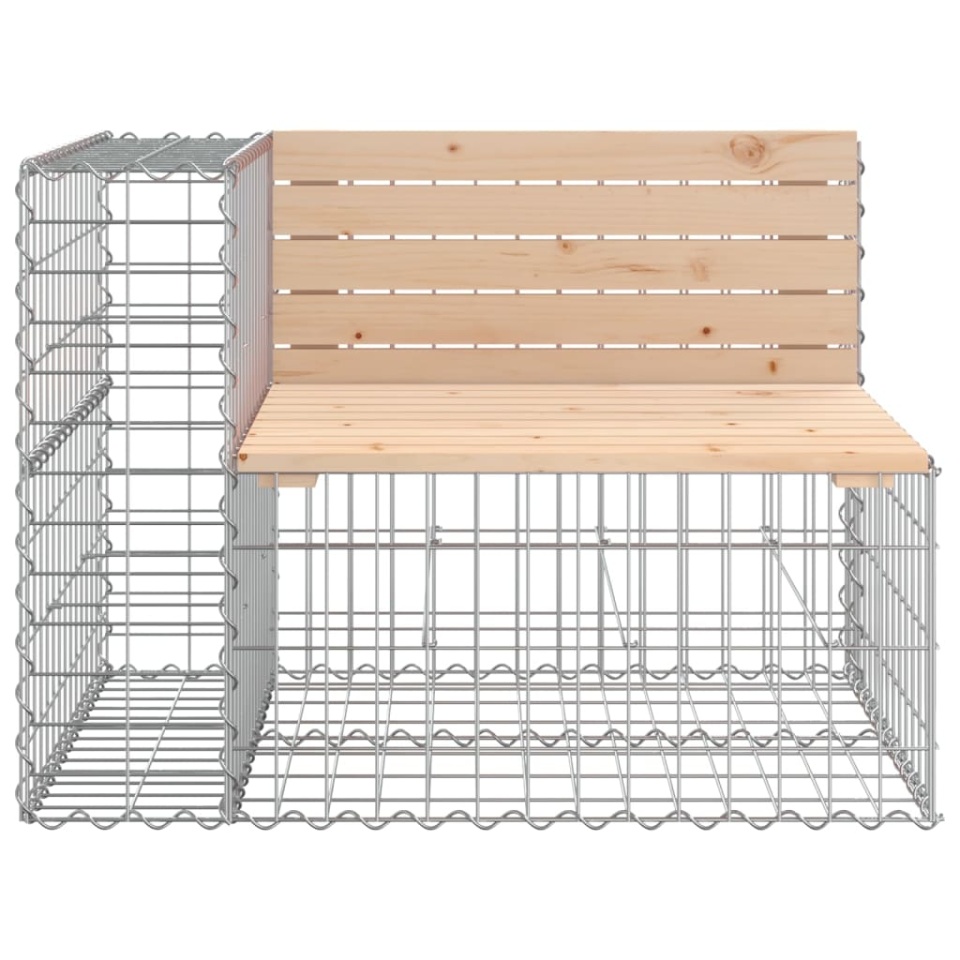 Bancă de grădină, design gabion, 184x71x65,5 cm, lemn masiv pin - 3 | YEO