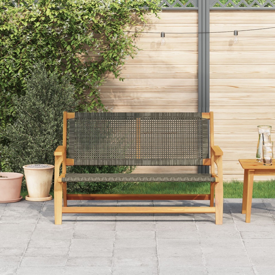 Bancă de grădină Gri 122x76x73,5 cm Lemn solid de acacia - 2 | YEO