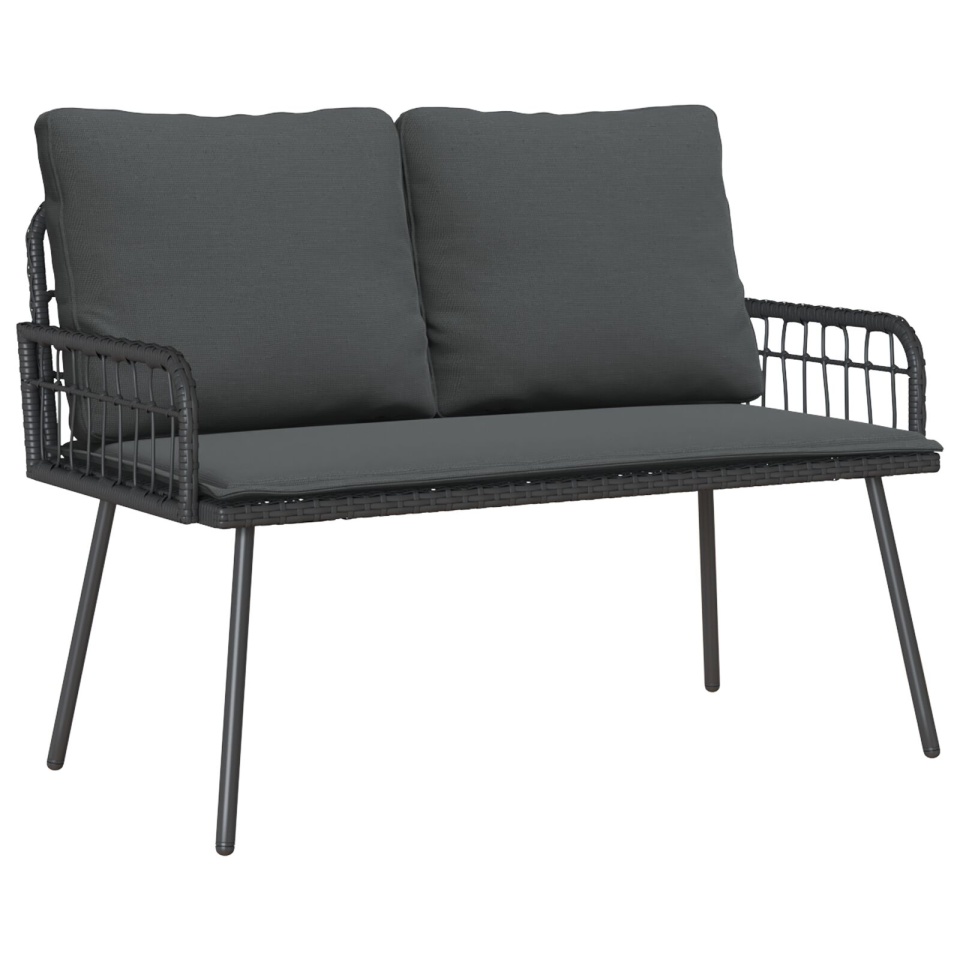 bancă de grădină Negru 114x64x78 cm Poliratan - 1 | YEO