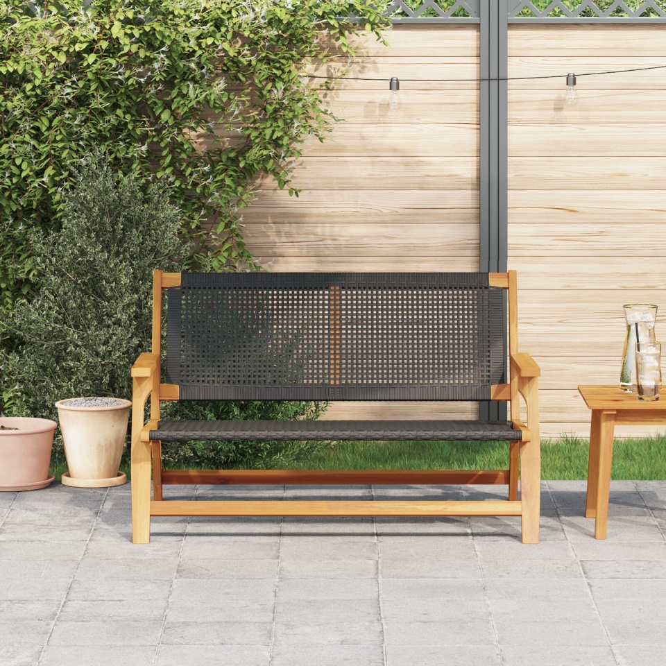 bancă de grădină Negru 122x76x73,5 cm Lemn masiv de acacia - 2 | YEO