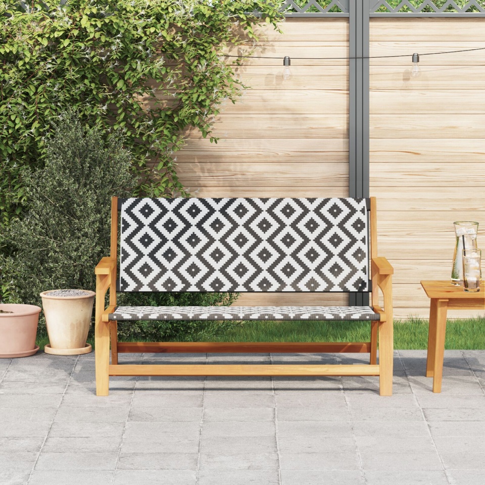 Bancă de grădină Negru și Alb 122x76x73,5 cm Lemn solid de acacia - 2 | YEO
