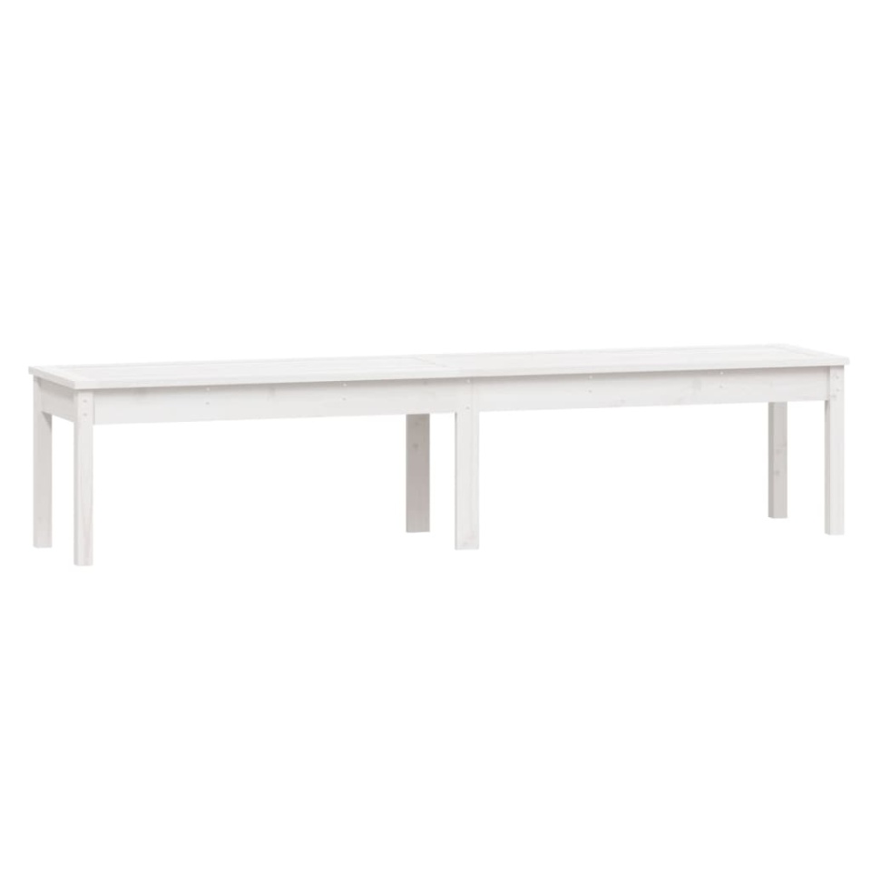 Bancă grădină 2 locuri, alb, 203,5x44x45 cm, lemn masiv de pin - 1 | YEO