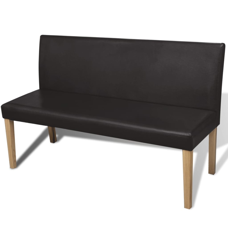 Bancă, maro închis, 139,5 cm, piele ecologică - 1 | YEO