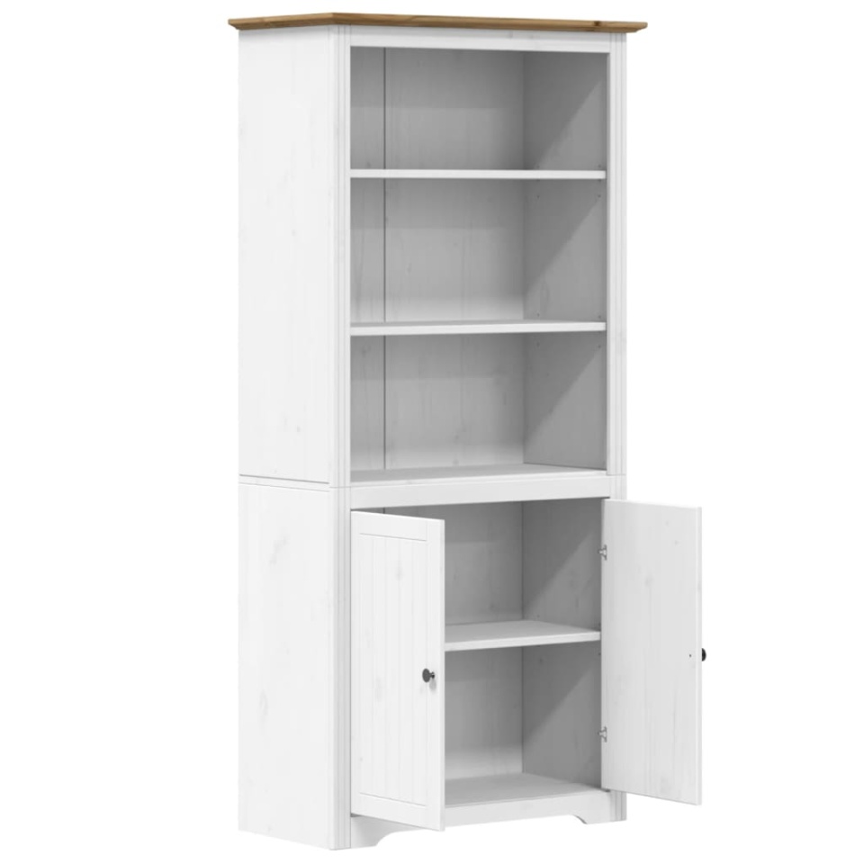 Bibliotecă BODO, alb și maro, 82x40x173 cm, lemn masiv de pin - 3 | YEO