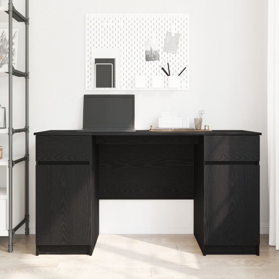 Birou, stejar negru, 140x49x76 cm, lemn prelucrat - 2 | YEO
