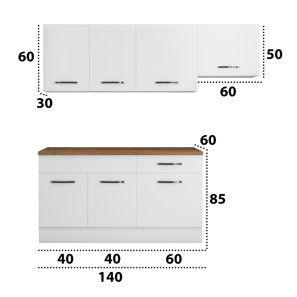 Bucatarie Sofia 200 cm, Alb, Blat termic nuc, Corp hota - 3 | YEO