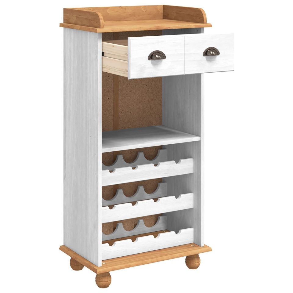 Cabinet de vin ASKIM cu 12 suporturi pentru sticle Alb Lemn solid din pin - 3 | YEO