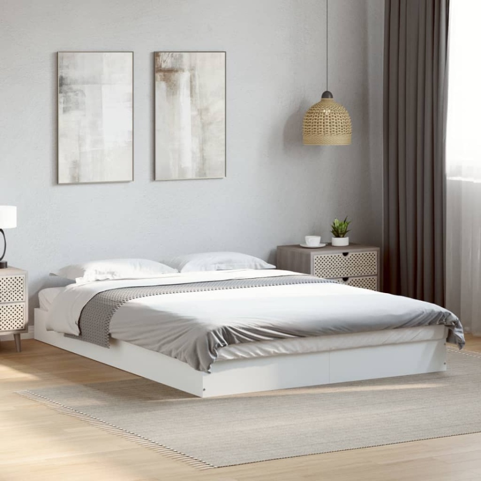 Cadru de pat, alb, 140x200 cm, lemn prelucrat