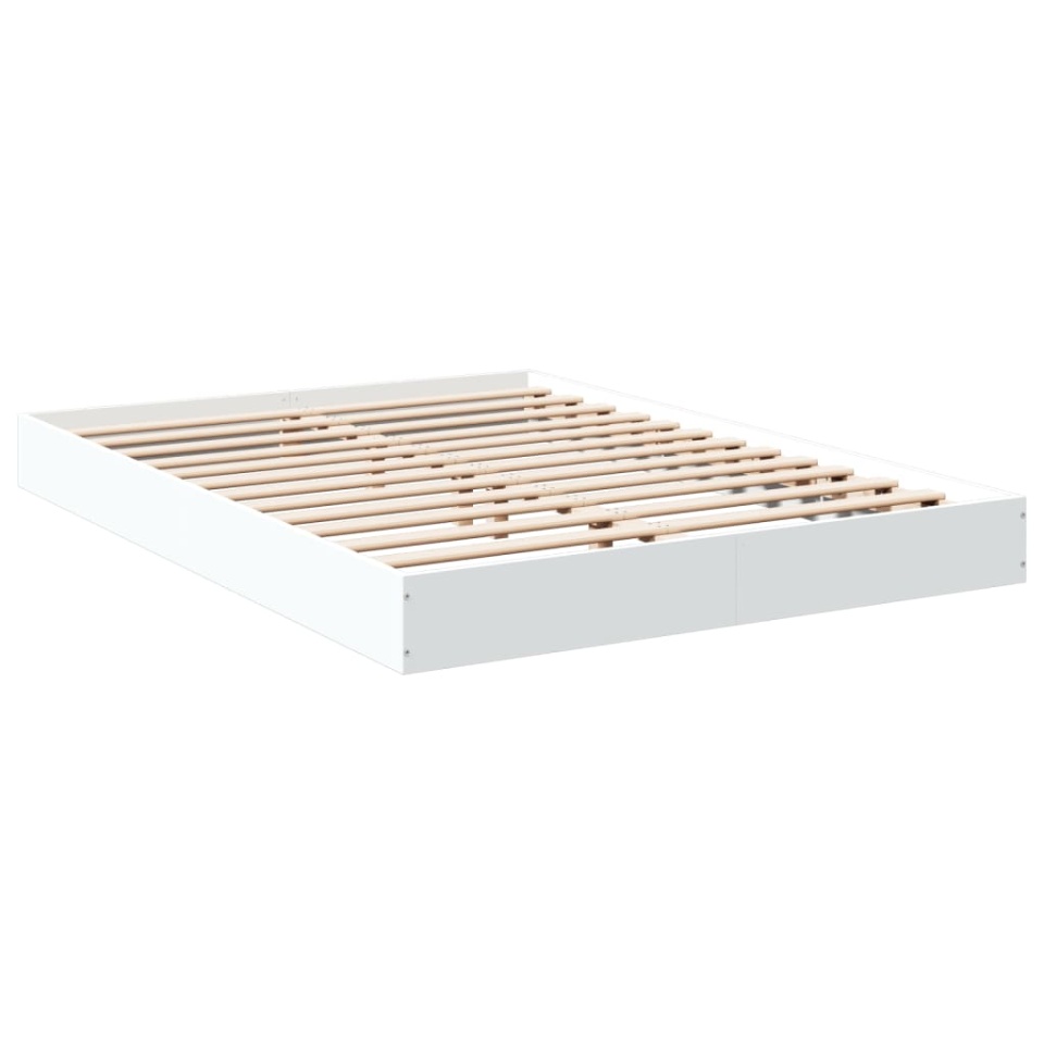 Cadru de pat, alb, 140x200 cm, lemn prelucrat - 2 | YEO
