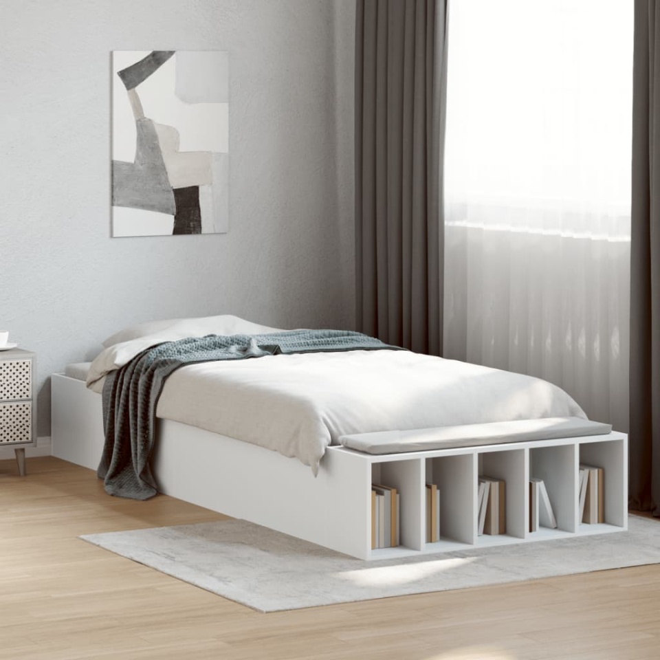 Cadru de pat, alb, 75x190 cm, lemn prelucrat