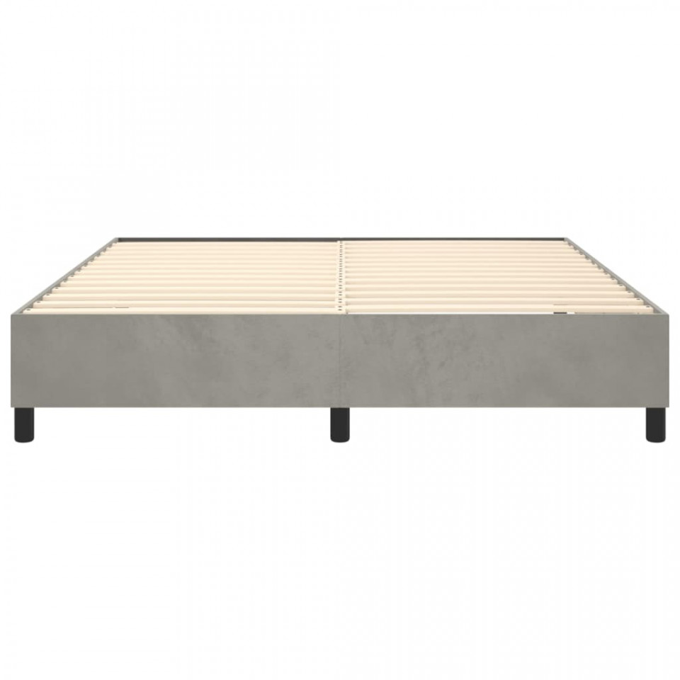 Cadru de pat box spring, gri deschis, 200x200 cm, catifea